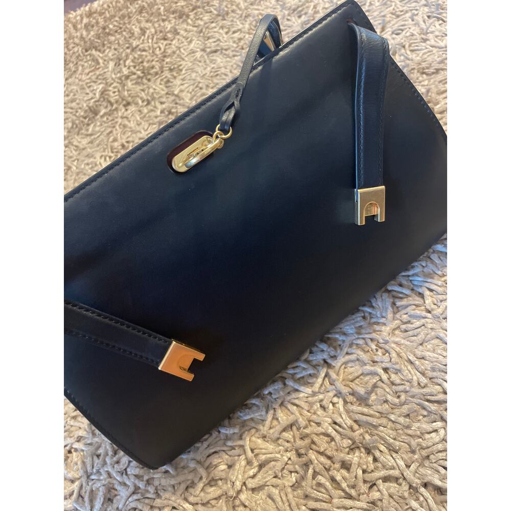 TORY BURCH Lee Radziwill Purse Lock and Key Hardware Black Leather Satchel Bag - Picture 5 of 11